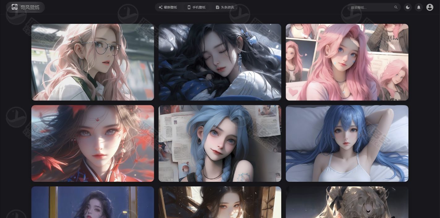 基于Vue3的高清壁纸网站源码模板，纯JavaScript前端实现，可二次开发-预览图
