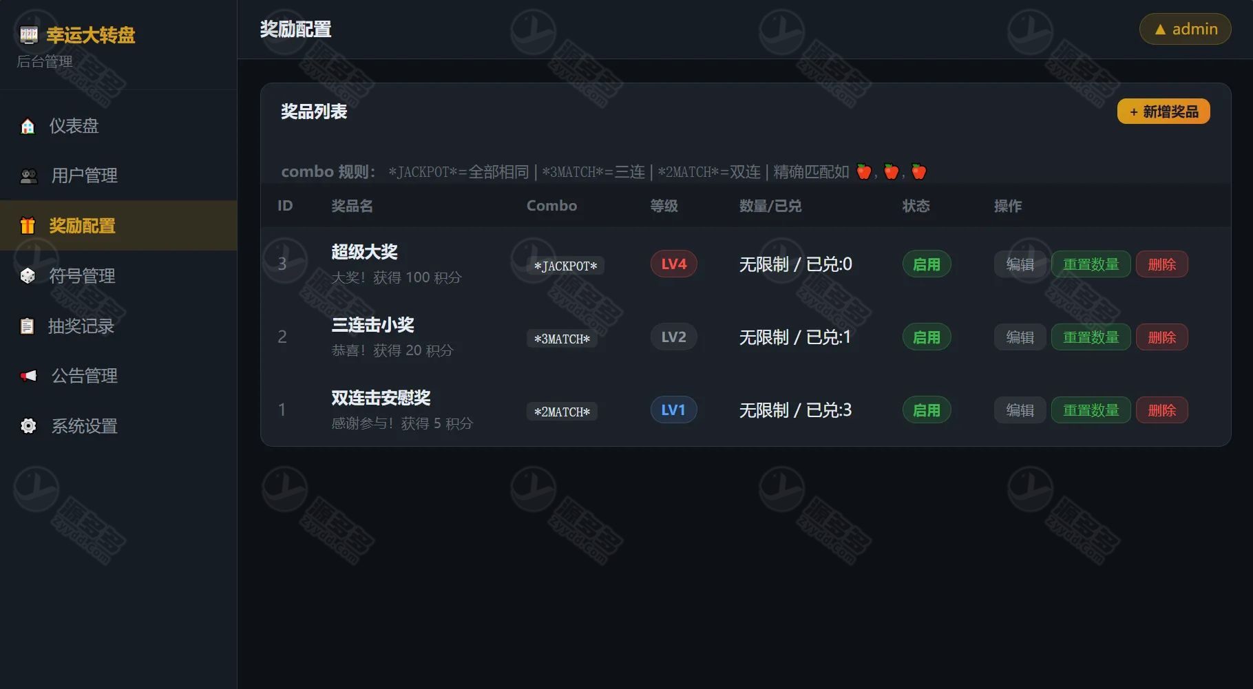 PHP幸运大转盘抽奖系统源码下载-含积分排行与多游戏页-效果图2