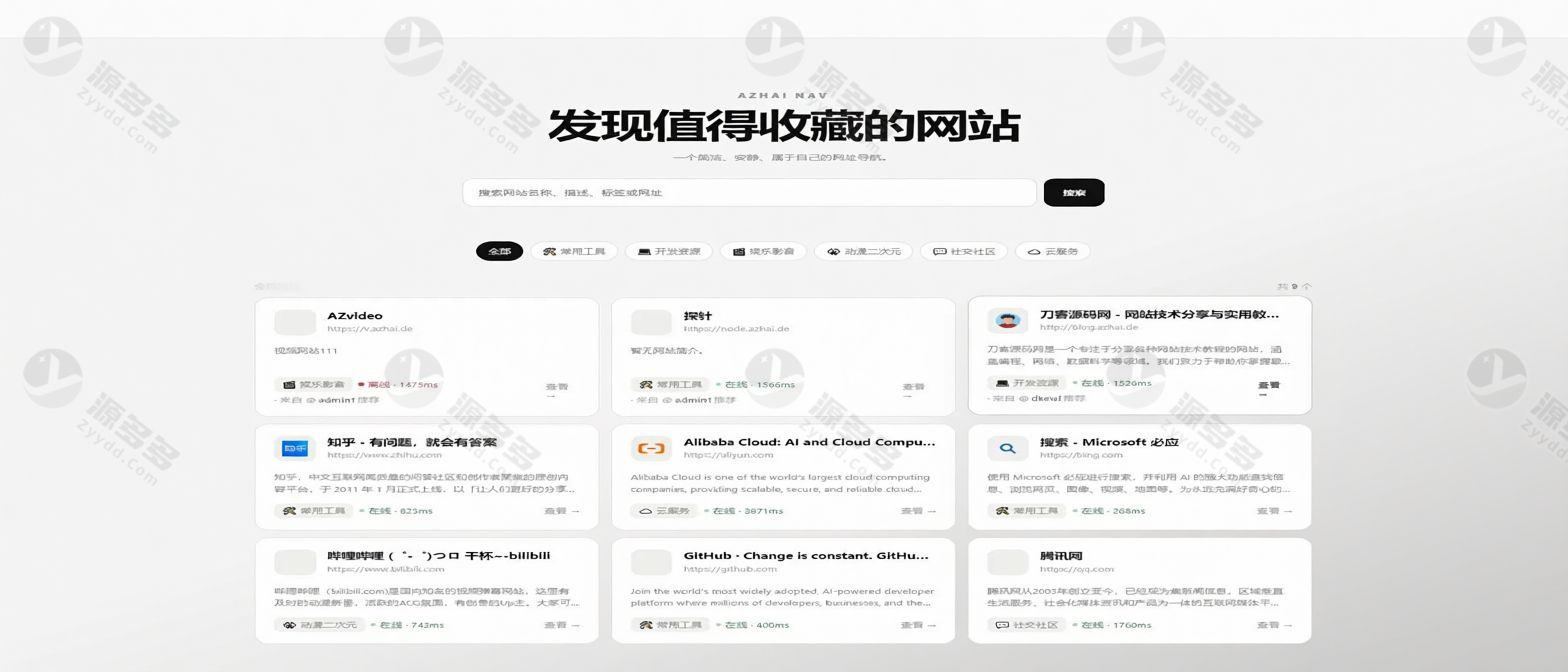 阿宅NAV个人导航轻量级网站源码 自适应起始页导航系统-预览图