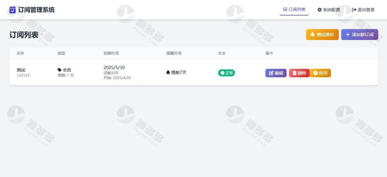 SubsTracker订阅管理源码 部署在Cloudflare Workers的到期提醒工具-预览图